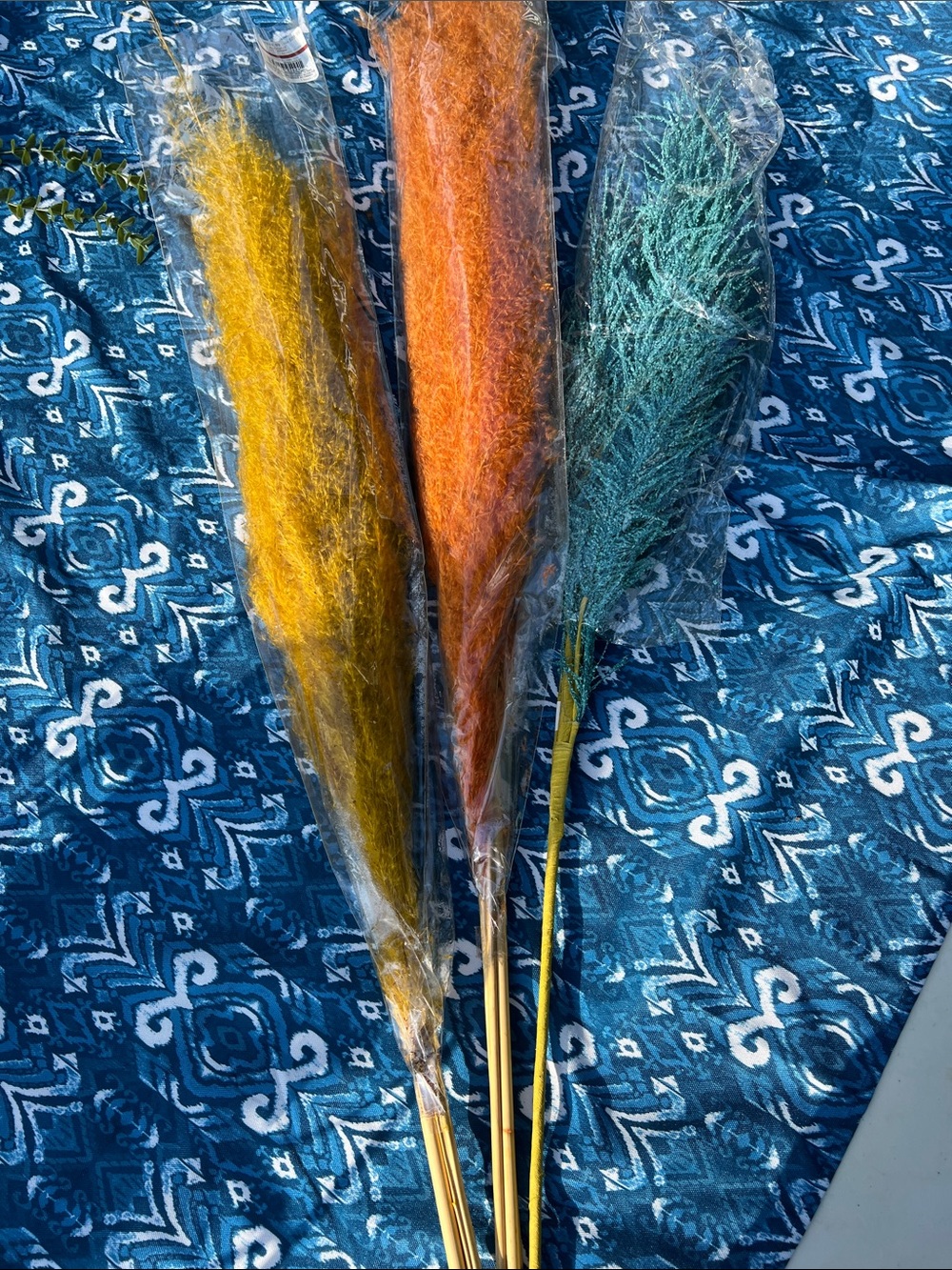 Decorative Dried Grass Bundle - Yellow, Orange, Teal